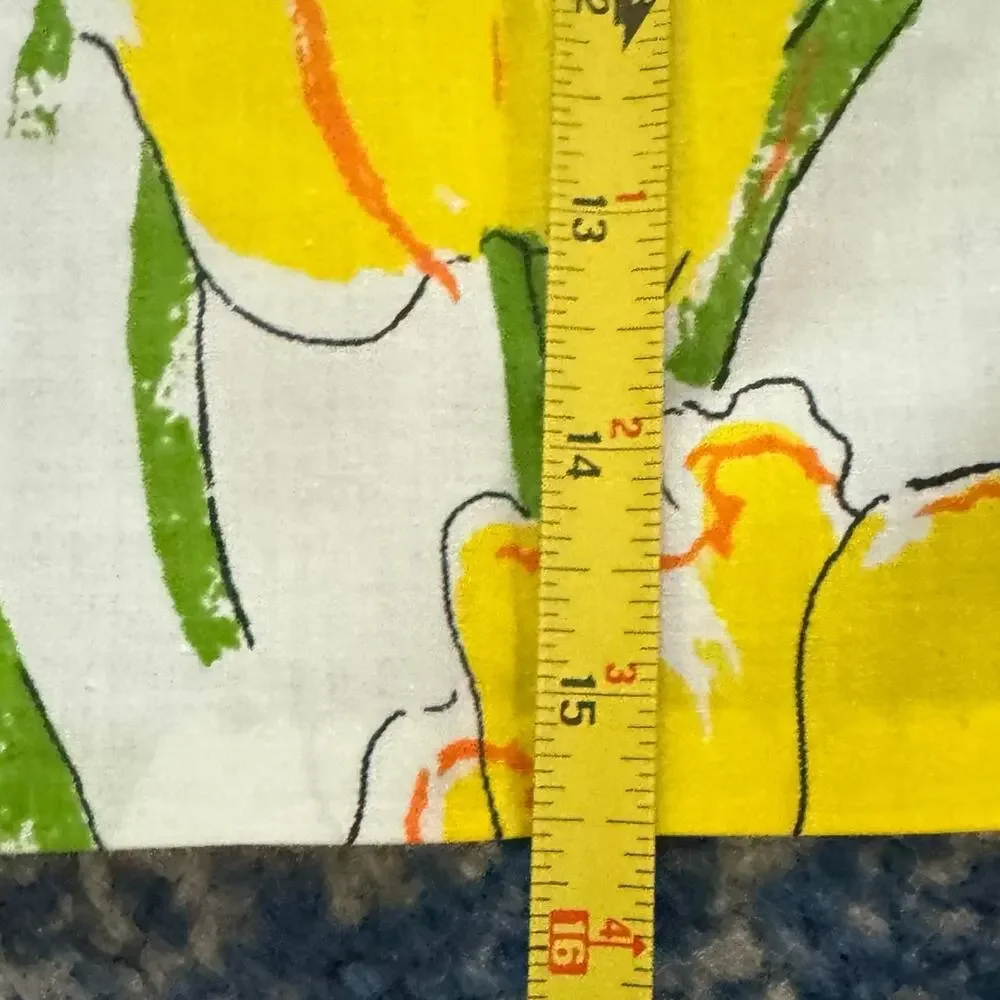 Vintage Mod Floral Cloth Napkins Set of 6 Large Yellow Poppy Orange Flowers 15